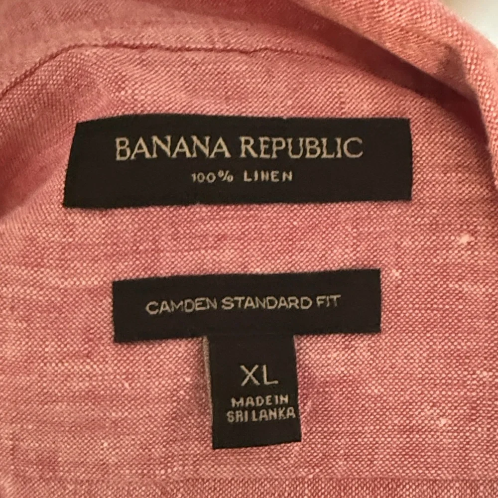 Banana Republic Camden Standard Fit 100% Linen Pink Button Up Shirt Men’s Large